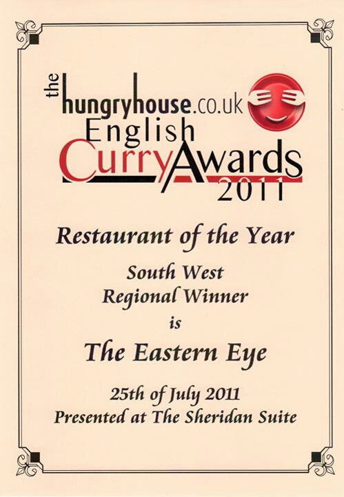 HungryHouse.Co.UK award for Restaurant of the Year 2011